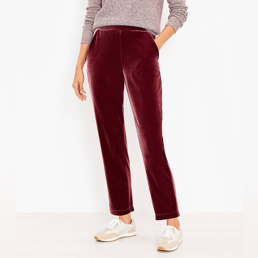 LOFT Velvet Pull On Slim Pants pink size M